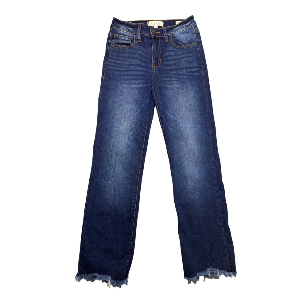 Harper Heritage Fray Hem Kick Crop Jeans Women 24 Dark Wash Good Denim Boho